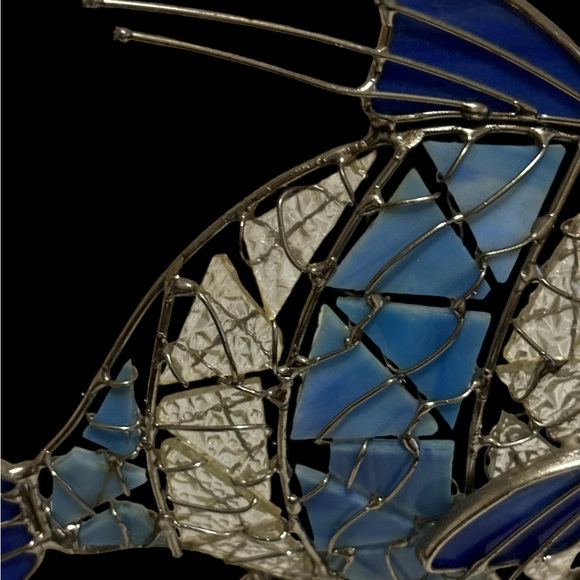 Multi-Colored Stained Glass Mosaic Fish Figurine/Art on Metal Stand - Picture 3 of 11